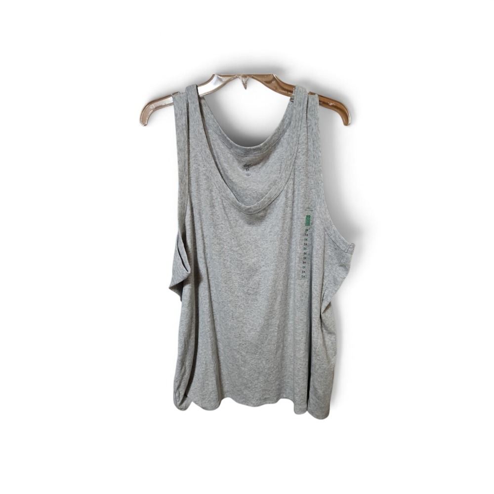 Dip Plus Size 3X Heather Gray Ribbed Tank Top Scoop Neck Sleeveless NWT  0471